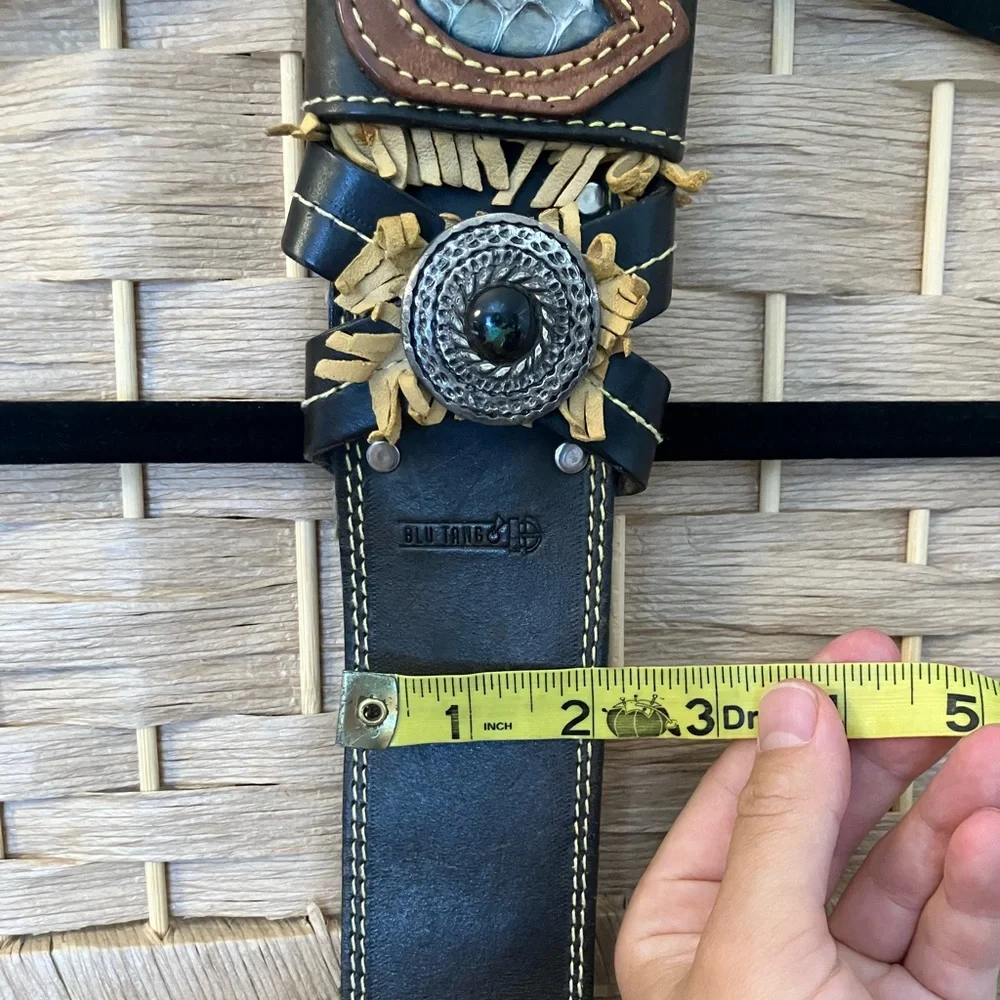Vintage BluTang Leather & Reptile Skin Wide Belt